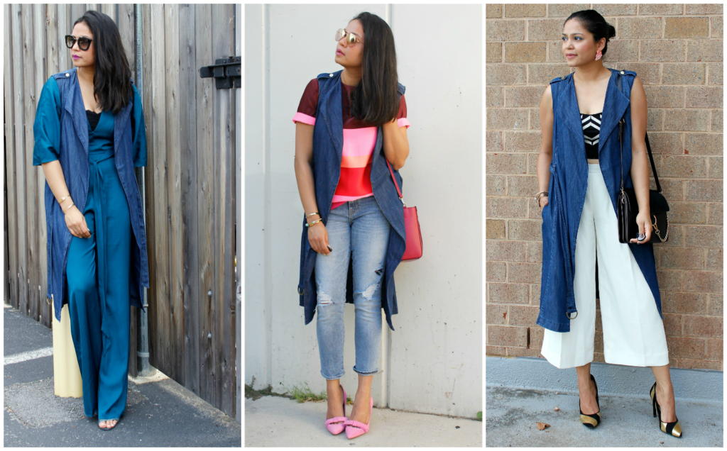 HOW TO WEAR A DENIM TRENCH VEST - Myriad Musings