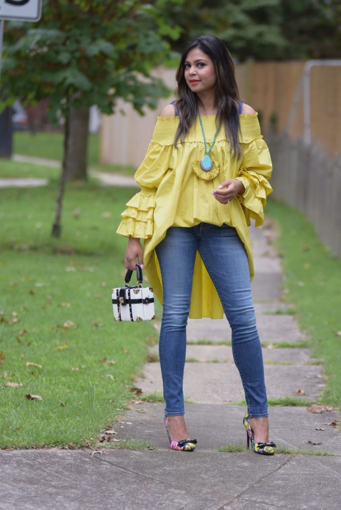 how to wear dress over jeans, fall fashion, baloon sleeves, skinny jeans, colorful pumps, blogger, style, street style, chartreuse dress .jpg how to wear dress over jeans, fall fashion, baloon sleeves, skinny jeans, colorful pumps, blogger, style, street style, chartreuse dress .jpg