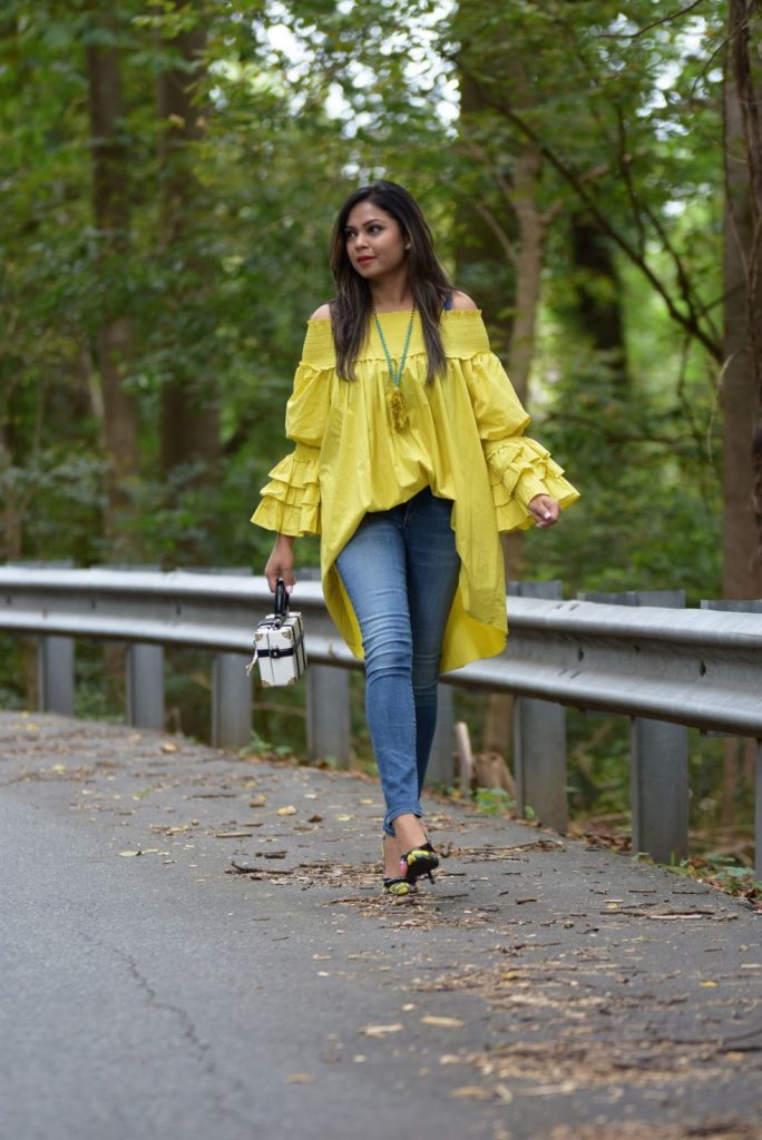 how to wear dress over jeans, fall fashion, baloon sleeves, skinny jeans, colorful pumps, blogger, style, street style, chartreuse dress .jpg how to wear dress over jeans, fall fashion, baloon sleeves, skinny jeans, colorful pumps, blogger, style, street style, chartreuse dress .jpg