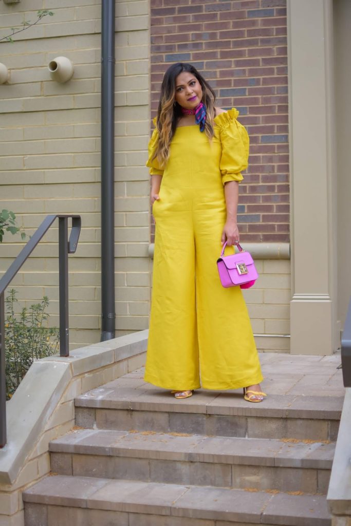 Massimo dutti yellow jumpsuit top