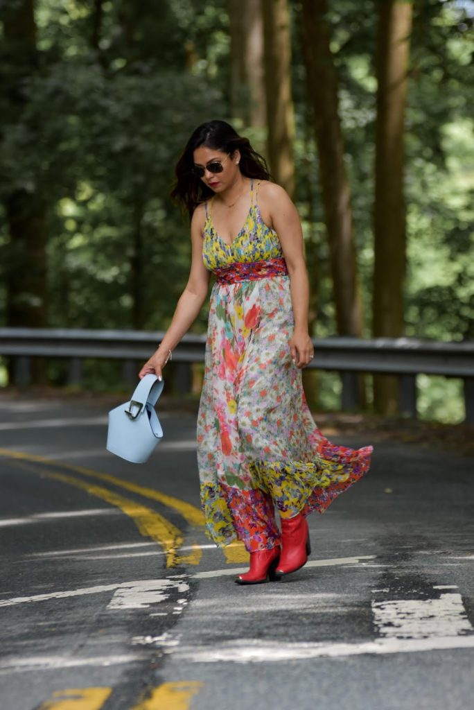 maxi dress with cowboy boots