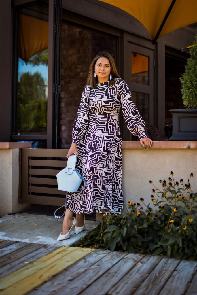 how to transition your summer dress to fall. HM richard alan dress, geometric dress style, beret style, midi dress outfit, layered outfit for fall, fall fashion, yellow blazer, black and white and yellow, myriad musings, saumya shiohare how to transition your summer dress to fall. HM richard alan dress, geometric dress style, beret style, midi dress outfit, layered outfit for fall, fall fashion, yellow blazer, black and white and yellow, myriad musings, saumya shiohare