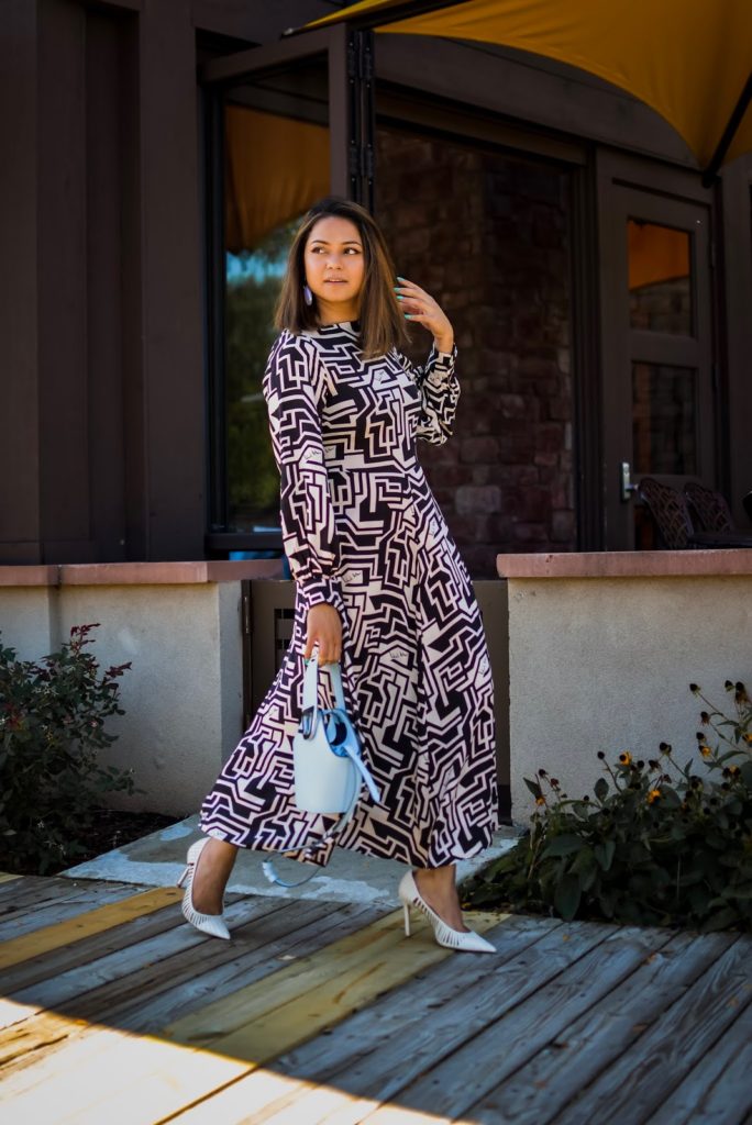 how to transition your summer dress to fall. HM richard alan dress, geometric dress style, beret style, midi dress outfit, layered outfit for fall, fall fashion, yellow blazer, black and white and yellow, myriad musings, saumya shiohare how to transition your summer dress to fall. HM richard alan dress, geometric dress style, beret style, midi dress outfit, layered outfit for fall, fall fashion, yellow blazer, black and white and yellow, myriad musings, saumya shiohare