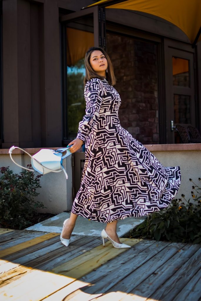 how to transition your summer dress to fall. HM richard alan dress, geometric dress style, beret style, midi dress outfit, layered outfit for fall, fall fashion, yellow blazer, black and white and yellow, myriad musings, saumya shiohare how to transition your summer dress to fall. HM richard alan dress, geometric dress style, beret style, midi dress outfit, layered outfit for fall, fall fashion, yellow blazer, black and white and yellow, myriad musings, saumya shiohare