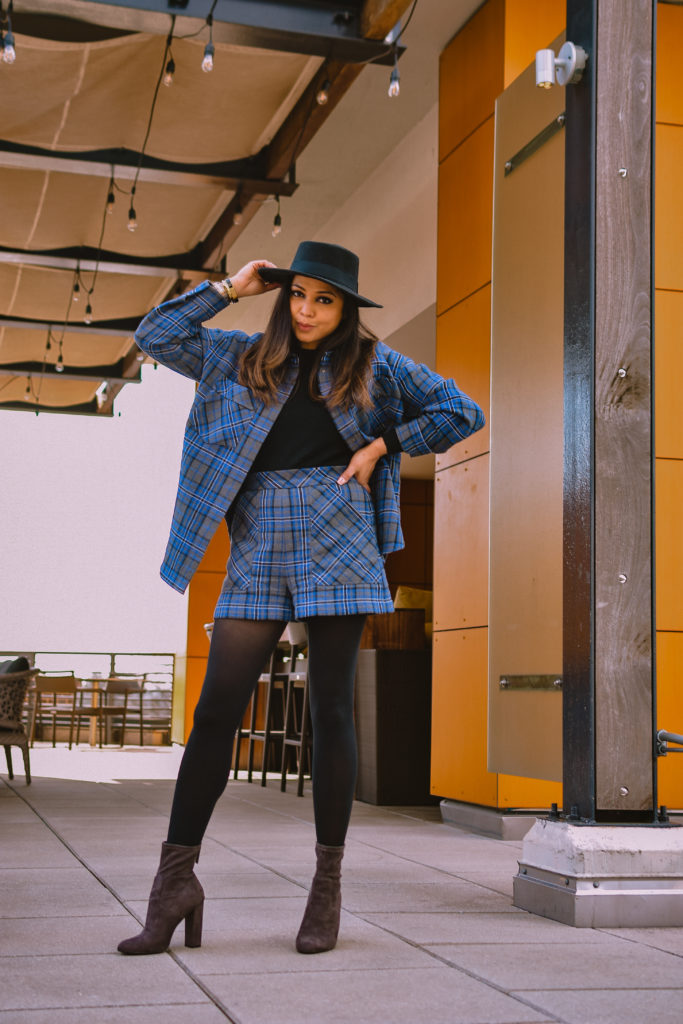 how to stay productive in lockdown, work from home tips, shacket look, plaid shorts and jacket look, outfit of the day, myriad musings, saumya Shiohare