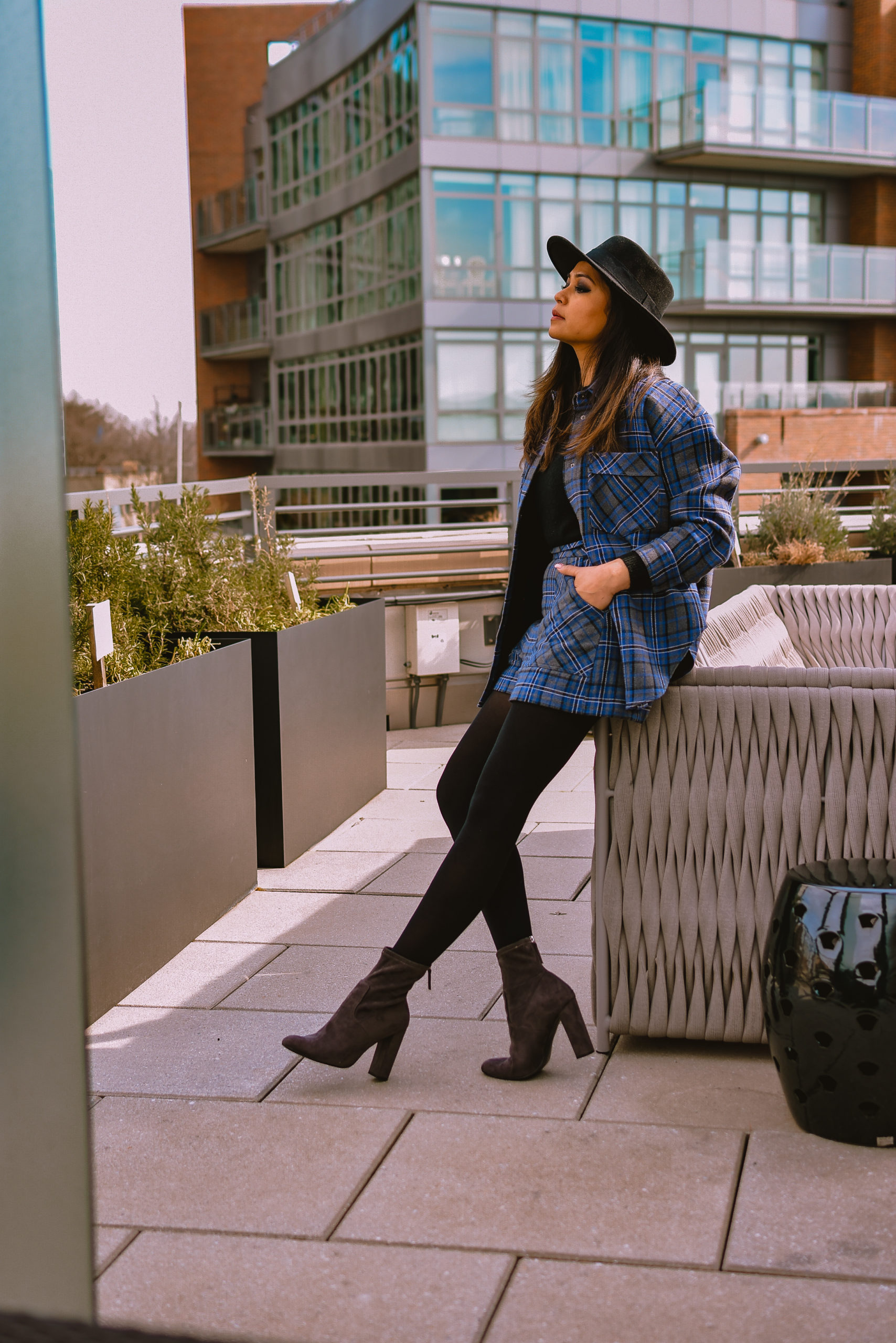 how to stay productive in lockdown, work from home tips, shacket look, plaid shorts and jacket look, outfit of the day, myriad musings, saumya Shiohare