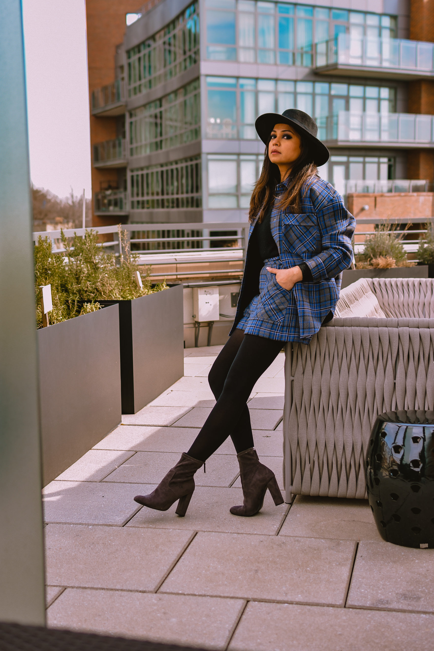 how to stay productive in lockdown, work from home tips, shacket look, plaid shorts and jacket look, outfit of the day, myriad musings, saumya Shiohare 